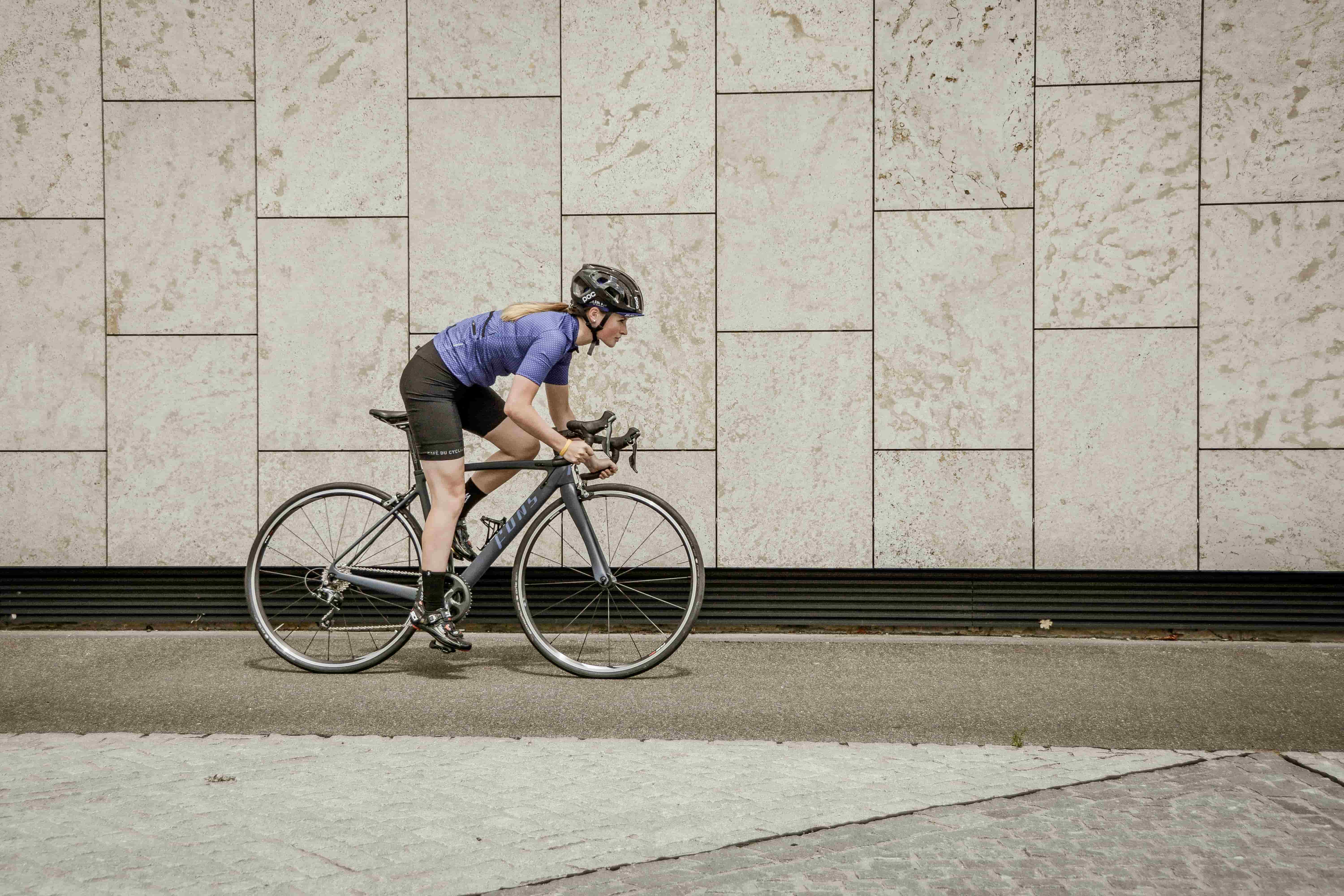 Cyclist travelling on the road